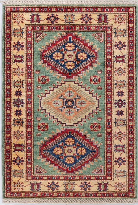 Kazak Green Hand Knotted 210 X 42 Area Rug 700-155685 Image 0