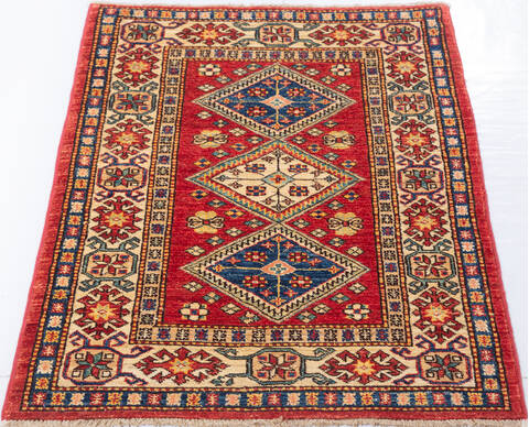 Kazak Red Hand Knotted 28 X 37 Area Rug 700-155687 Image 1