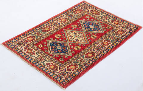 Kazak Red Hand Knotted 28 X 37 Area Rug 700-155687 Image 2