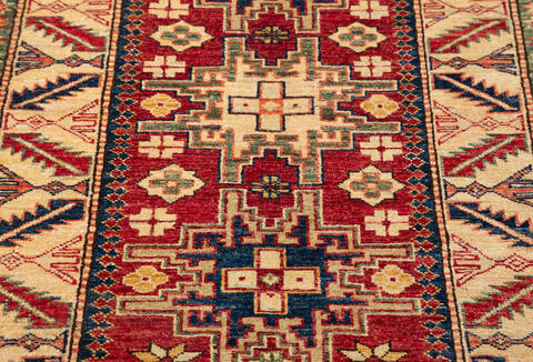 Kazak Red Hand Knotted 210 X 41 Area Rug 700-155688 Image 3