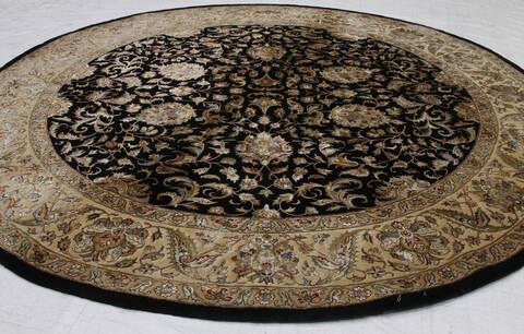Jaipur Black Round Hand Knotted 81 X 81 Area Rug 254-155689 Image 5