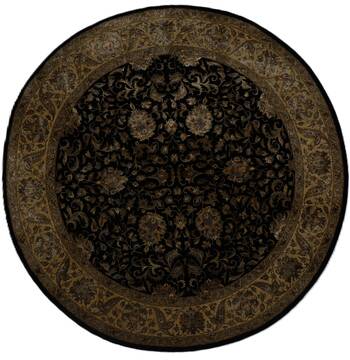 Jaipur Black Round Hand Knotted 8'1" X 8'1"  Area Rug 254-155689