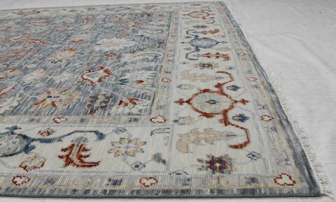 Oushak Blue Hand Knotted 80 X 100 Area Rug 254-155696 Image 3