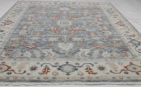 Oushak Blue Hand Knotted 80 X 100 Area Rug 254-155696 Image 7