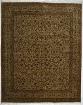 Persian Ferahan Beige Rectangle 8x10 ft Wool and Silk Carpet 155700