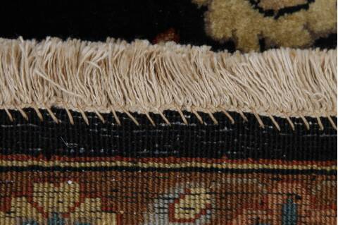 Floral Black Hand Knotted 81 X 101 Area Rug 254-155702 Image 1