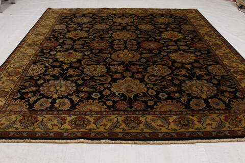Floral Black Hand Knotted 81 X 101 Area Rug 254-155702 Image 5