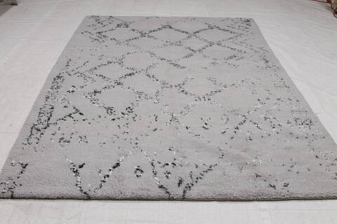 Modern Grey Hand Knotted 62 X 92 Area Rug 254-155708 Image 6