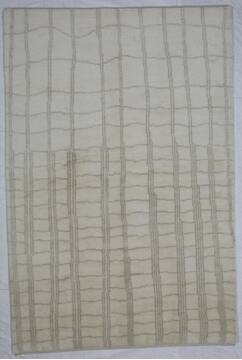 Modern Beige Hand Knotted 6'0" X 9'0"  Area Rug 254-155710