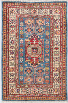Kazak Blue Hand Knotted 2'10" X 4'3"  Area Rug 700-155712