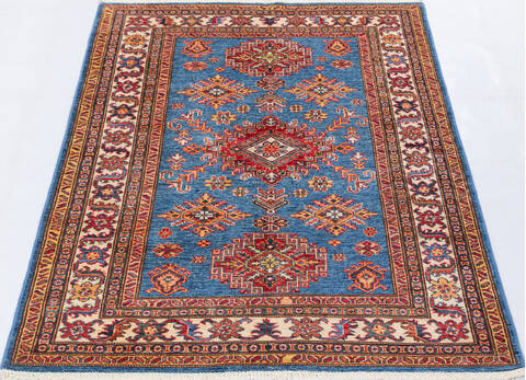 Kazak Blue Hand Knotted 42 X 59 Area Rug 700-155713 Image 1
