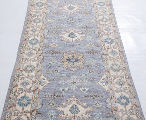 Chobi Grey Runner Hand Knotted 28 X 97 Area Rug 700-155735 Image 3