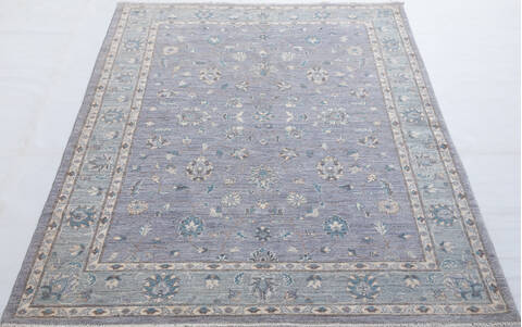 Chobi Grey Hand Knotted 411 X 611  Area Rug 700-155739 Image 1