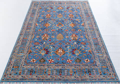 Chobi Blue Hand Knotted 67 X 97 Area Rug 700-155763 Image 1