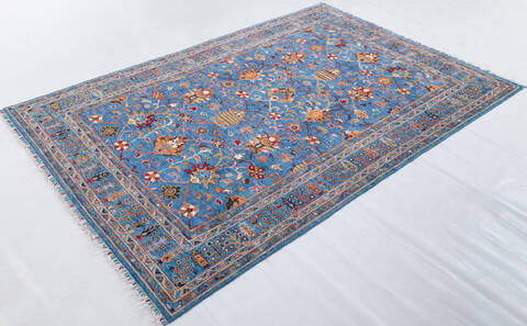 Chobi Blue Hand Knotted 67 X 97 Area Rug 700-155763 Image 2