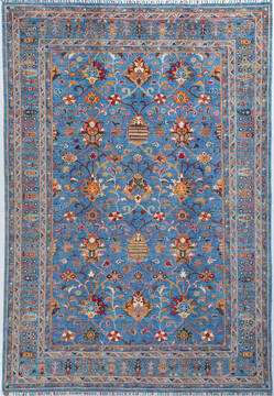 Chobi Blue Hand Knotted 6'7" X 9'7"  Area Rug 700-155763