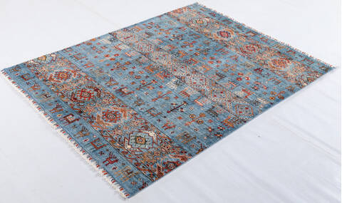 Chobi Light Blue Hand Knotted 51 X 68 Area Rug 700-155764 Image 2