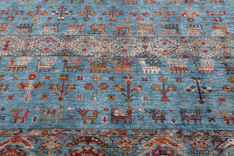Chobi Light Blue Hand Knotted 51 X 68 Area Rug 700-155764 Image 3