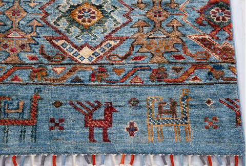 Chobi Light Blue Hand Knotted 51 X 68 Area Rug 700-155764 Image 4