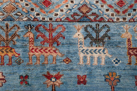 Chobi Light Blue Hand Knotted 51 X 68 Area Rug 700-155764 Image 5