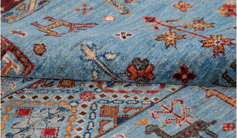 Chobi Light Blue Hand Knotted 51 X 68 Area Rug 700-155764 Image 6