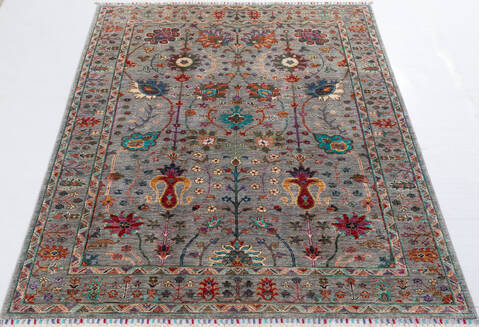 Chobi Grey Hand Knotted 51 X 66 Area Rug 700-155765 Image 1