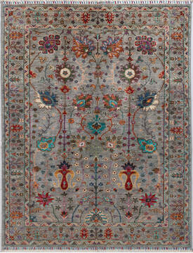 Chobi Grey Hand Knotted 5'1" X 6'6"  Area Rug 700-155765