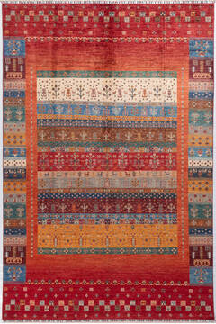 Chobi Red Hand Knotted 6'8" X 10'0"  Area Rug 700-155767