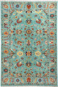 Chobi Green Hand Knotted 5'9" X 8'5"  Area Rug 700-155768