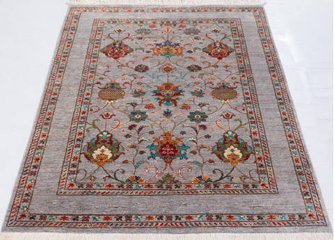 Chobi Grey Hand Knotted 51 X 68  Area Rug 700-155772 Image 1