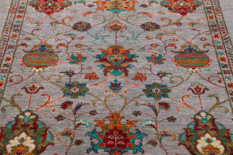 Chobi Grey Hand Knotted 51 X 68  Area Rug 700-155772 Image 3