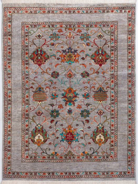 Chobi Grey Hand Knotted 51 X 68  Area Rug 700-155772 Image 0