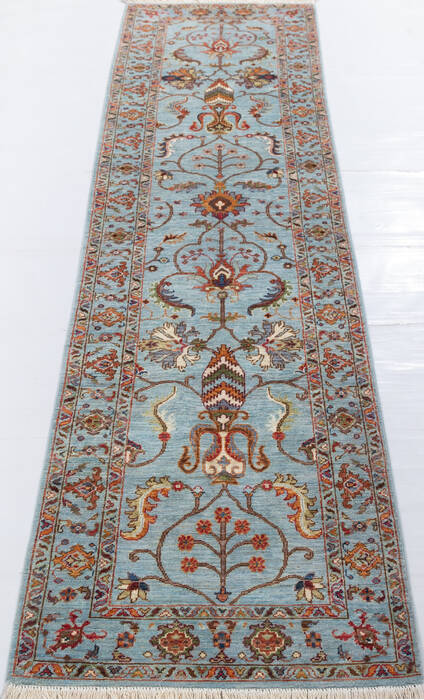 Chobi Light Gray Runner Hand Knotted 27 X 100 Area Rug 700-155773 Image 1