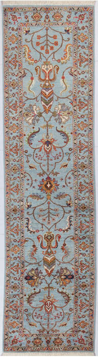 Chobi Light Gray Runner Hand Knotted 27 X 100 Area Rug 700-155773 Image 0