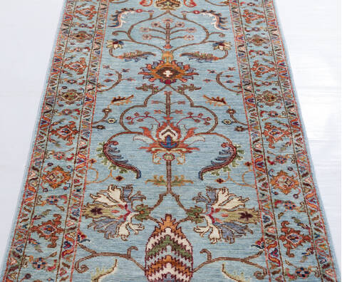 Chobi Light Gray Runner Hand Knotted 29 X 100 Area Rug 700-155774 Image 3