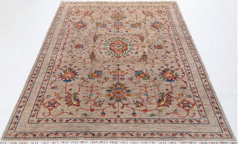Chobi Beige Hand Knotted 69 X 91 Area Rug 700-155775 Image 1