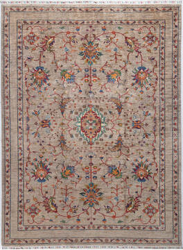 Chobi Beige Hand Knotted 6'9" X 9'1"  Area Rug 700-155775