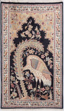 Pakistani Bokhara Black Rectangle 3x5 ft Wool Carpet 155778