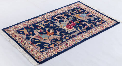 Bokhara Blue Hand Knotted 31 X 52 Area Rug 700-155782 Image 2