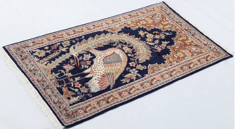 Bokhara Blue Hand Knotted 30 X 50 Area Rug 700-155789 Image 2