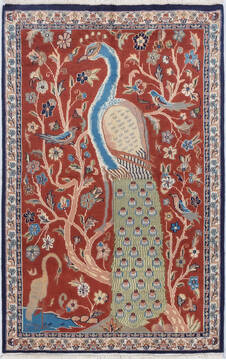 Bokhara Orange Hand Knotted 3'1" X 4'10"  Area Rug 700-155790