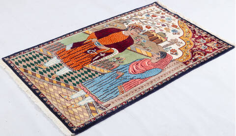 Pak-Persian Multicolor Hand Knotted 31 X 51 Area Rug 700-155799 Image 2