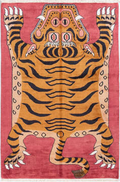Pak-Persian Red Hand Knotted 4'1" X 6'1"  Area Rug 700-155803