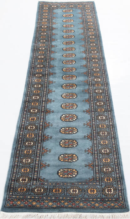 Bokhara Grey Runner Hand Knotted 27 X 910 Area Rug 700-155805 Image 1