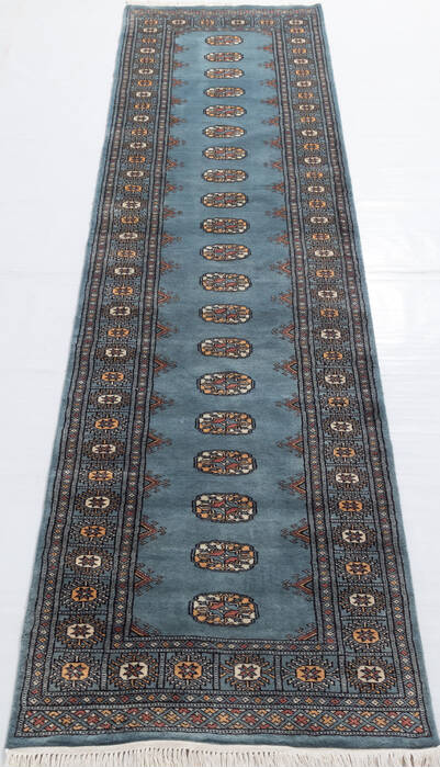 Bokhara Grey Runner Hand Knotted 27 X 104 Area Rug 700-155806 Image 1
