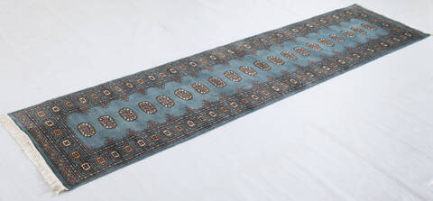 Bokhara Grey Runner Hand Knotted 27 X 104 Area Rug 700-155806 Image 2