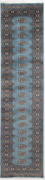 Bokhara Grey Runner Hand Knotted 2'7" X 10'4"  Area Rug 700-155806