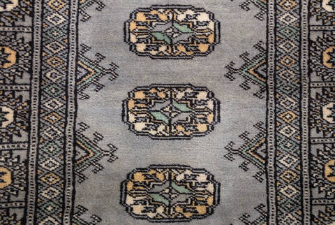 Bokhara Grey Runner Hand Knotted 27 X 910  Area Rug 700-155810 Image 12