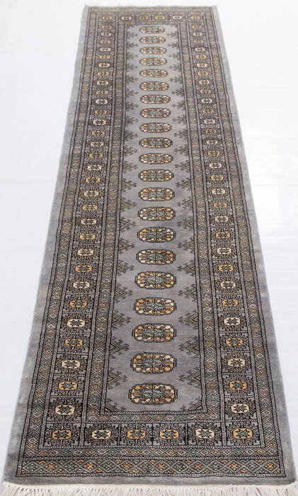 Bokhara Grey Runner Hand Knotted 27 X 910 Area Rug 700-155810 Image 1