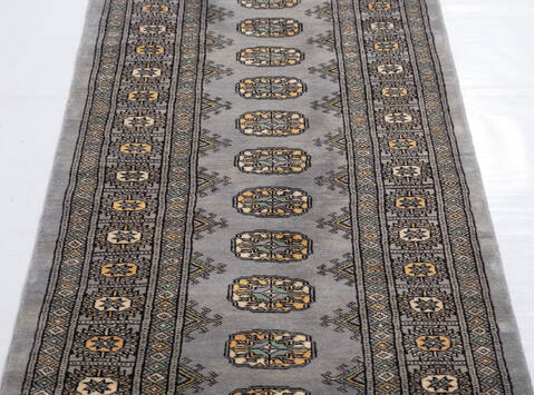 Bokhara Grey Runner Hand Knotted 27 X 910 Area Rug 700-155810 Image 3